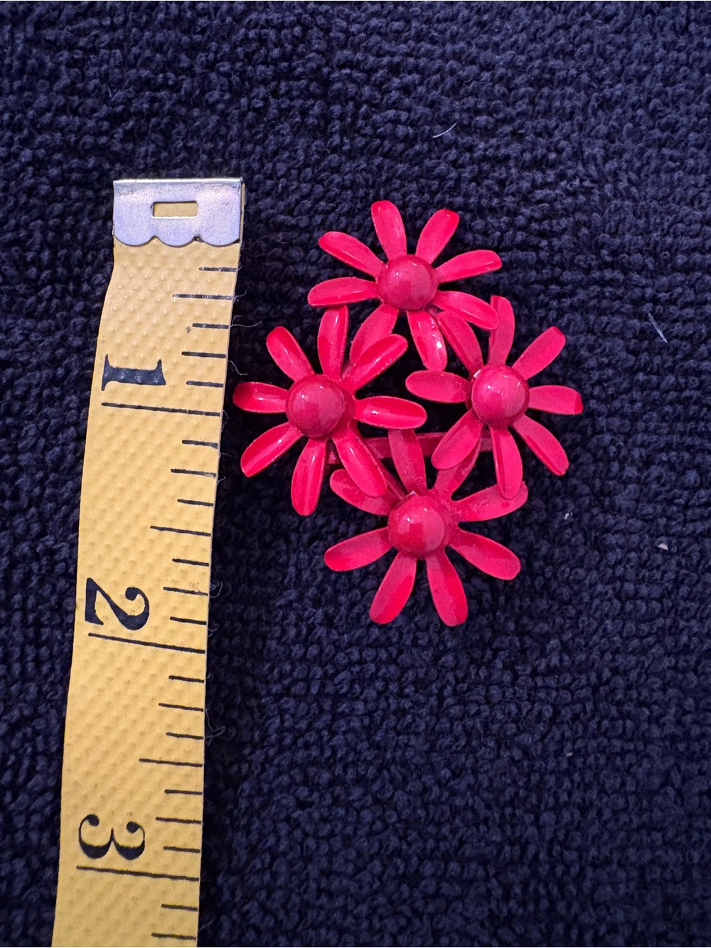 Vintage 1960s/1970s Red Enamel Flower Power Brooch